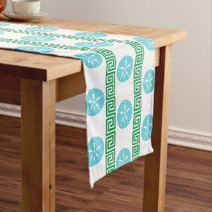 Coastal Sand Dollar Greek Key Beach Wedding Medium Table Runner