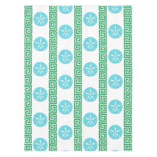 Coastal Sand Dollar Greek Key Beach Wedding Tablecloth