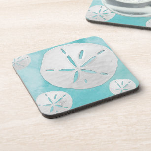  Coastal Sand Dollar Turquoise Tropical Beach  Coaster