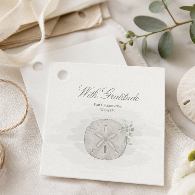 Coastal Sand Dollar Wedding Favour Tag (Creator Uploaded)