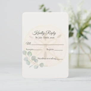 Coastal Sand Dollar Wedding  RSVP Card