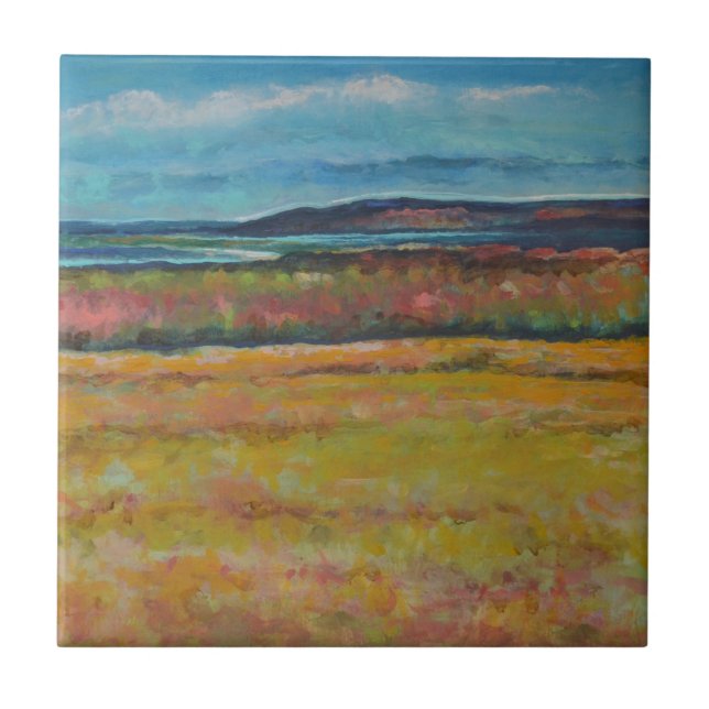 Coastal Sand Dunes Painted Artwork Tile (Front)