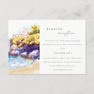 Coastal Sand Rock Beach Seascape Wedding Reception Enclosure Card