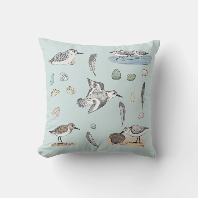Coastal Sanderling Sandpipers   Cushion (Front)