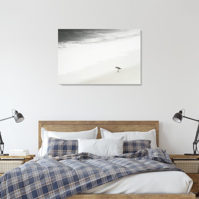 Coastal Sandpiper on the Beach Canvas Print (Insitu(Bedroom))