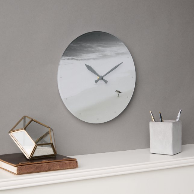 Coastal Sandpiper on the Beach Large Clock (Office)