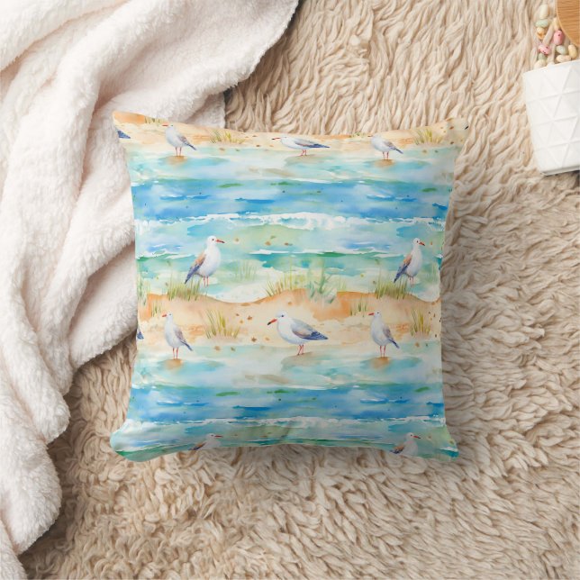 Coastal Sandpiper Shoreline Pattern (1) Cushion (Blanket)