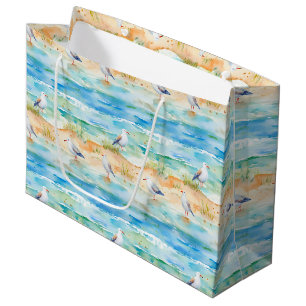 Coastal Sandpiper Shoreline Pattern (1) Large Gift Bag