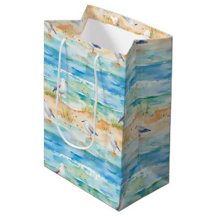 Coastal Sandpiper Shoreline Pattern (1) Medium Gift Bag