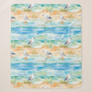 Coastal Sandpiper Shoreline Pattern (1) Sherpa Blanket