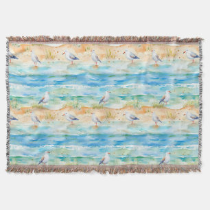 Coastal Sandpiper Shoreline Pattern (1) Throw Blanket