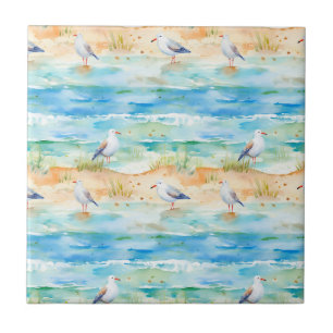 Coastal Sandpiper Shoreline Pattern (1) Tile