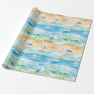Coastal Sandpiper Shoreline Pattern (1) Wrapping Paper
