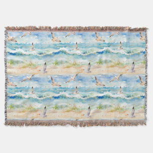 Coastal Sandpiper Shoreline Pattern (2) Throw Blanket
