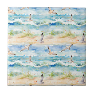 Coastal Sandpiper Shoreline Pattern (2) Tile