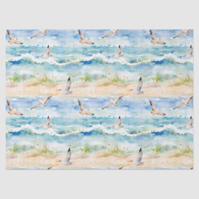Coastal Sandpiper Shoreline Pattern (2) Tissue Paper (Front)