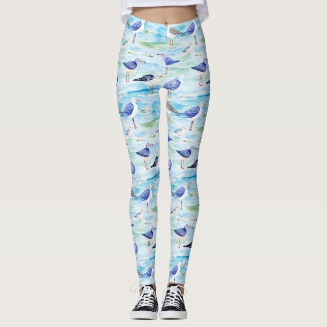 Coastal Sandpiper Shoreline Pattern (3) Leggings (Front)