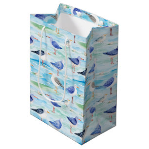Coastal Sandpiper Shoreline Pattern (3) Medium Gift Bag