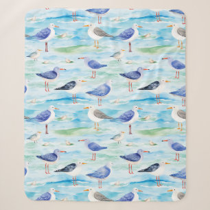 Coastal Sandpiper Shoreline Pattern (3) Sherpa Blanket
