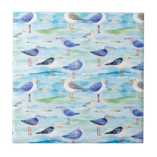 Coastal Sandpiper Shoreline Pattern (3) Tile