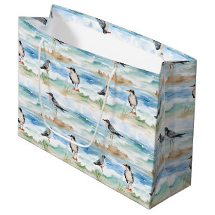 Coastal Sandpiper Shoreline Pattern (4) Large Gift Bag