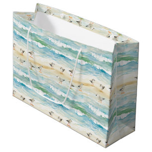 Coastal Sandpiper Shoreline Pattern (5) Large Gift Bag