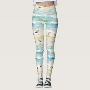 Coastal Sandpiper Shoreline Pattern (5) Leggings