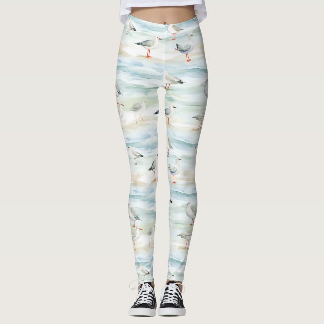 Coastal Sandpiper Shoreline Pattern (6) Leggings (Front)