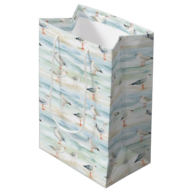 Coastal Sandpiper Shoreline Pattern (6) Medium Gift Bag (Front Angled)