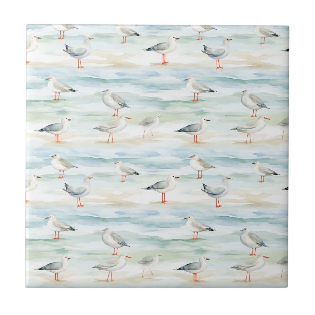 Coastal Sandpiper Shoreline Pattern (6) Tile (Front)