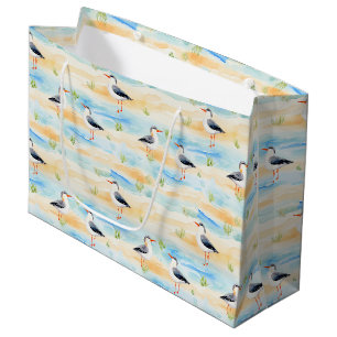 Coastal Sandpiper Shoreline Pattern (7) Large Gift Bag
