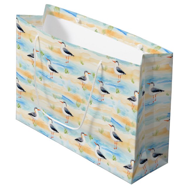Coastal Sandpiper Shoreline Pattern (7) Large Gift Bag (Front Angled)