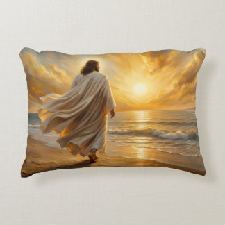 Coastal Scene Christ Walking Along The Shoreline Decorative Cushion