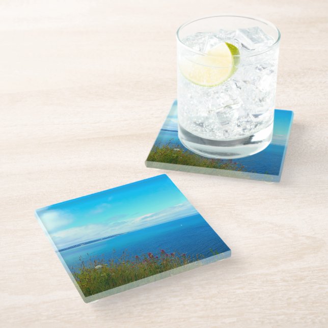 Coastal scene glass coaster (Angled)