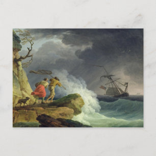 Coastal Scene in a Storm, 1782 Postcard