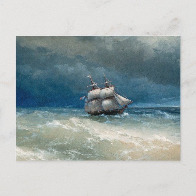 Coastal scene with Stormy Waters  Ivan Aivazovsky Postcard (Front)