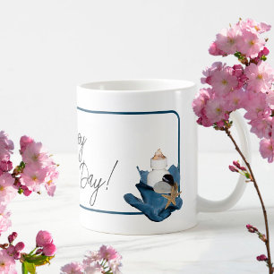 Coastal sea blue iris flower Happy Mother's Day Coffee Mug