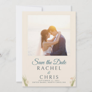 Coastal Sea Grass Photo Wedding Save the Date Invitation