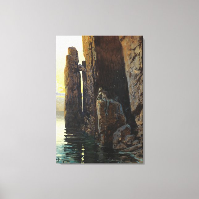 Coastal Sea Mermaid Girl Bare & Lurking Desires Canvas Print (Front)