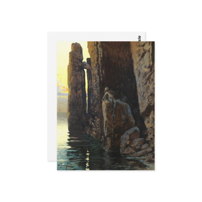 Coastal Sea Mermaid Girl Bare & Lurking Desires Postcard (Front/Back In Situ)