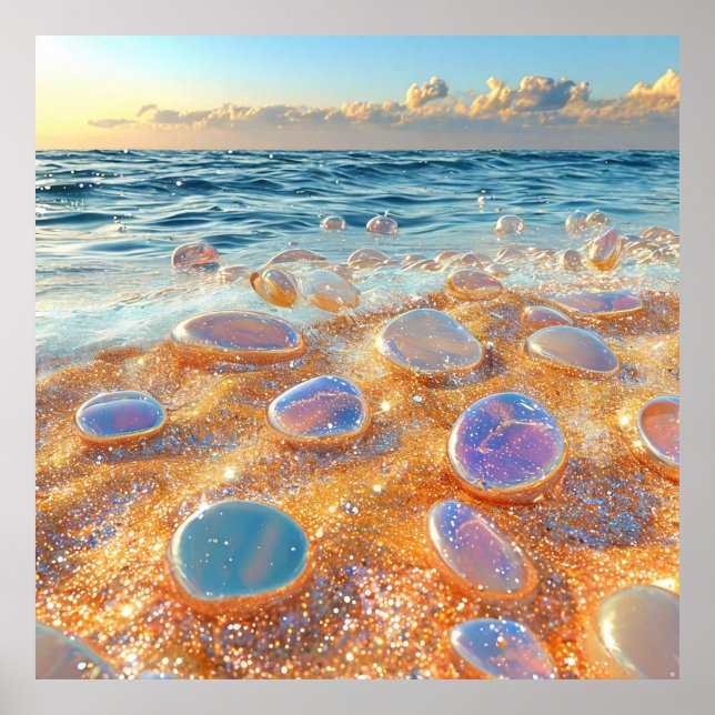 🌊 Coastal Sea Shore Sand Pebbles Calm Nature  Poster (Front)
