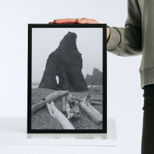 Coastal Sea Stacks Black and White Photo Print