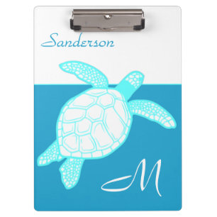 Coastal Sea Turtle  Blue Teal White  Clipboard