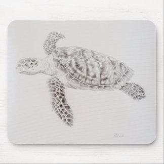 Coastal Sea Turtle Drawing Mouse Mat