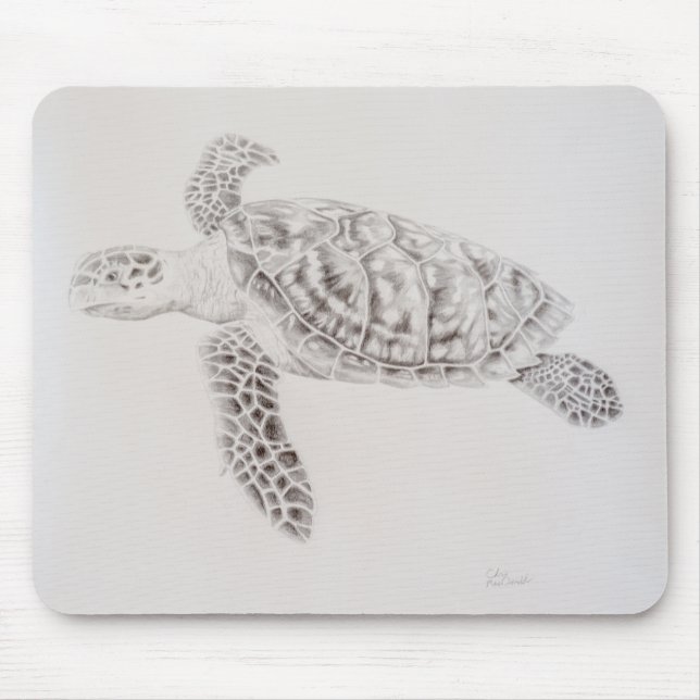 Coastal Sea Turtle Drawing Mouse Mat (Front)