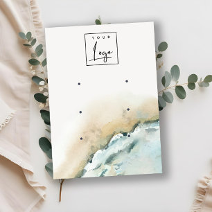 Coastal Sea Waves Sand Beach 3 Earring Display Business Card