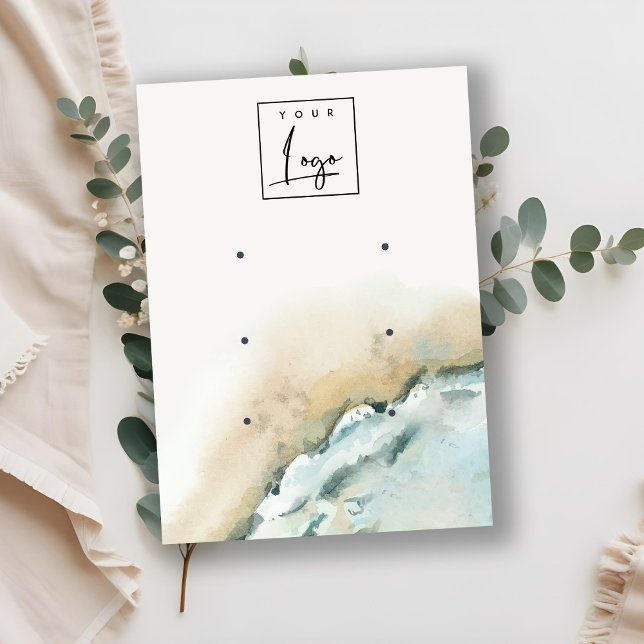 Coastal Sea Waves Sand Beach 3 Earring Display Business Card (Creator Uploaded)