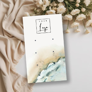 Coastal Sea Waves Sand Beach 3 Earring Display Business Card