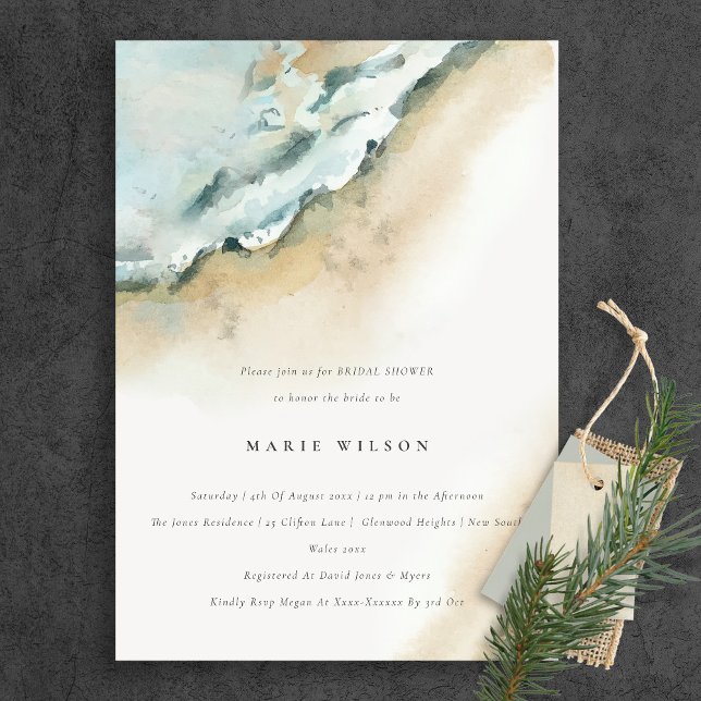 Coastal Sea Waves Sand Beach Bridal Shower Invitation (Creator Uploaded)