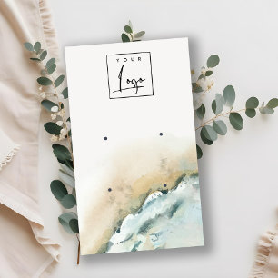 Coastal Sea Waves Sand Beach Earring Display Business Card